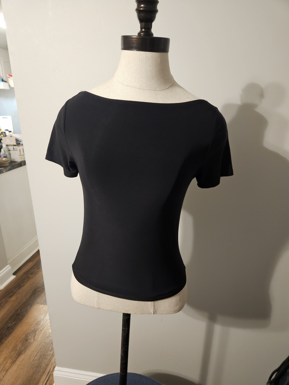 Moa Moa Black Boatneck Short Sleeve Top